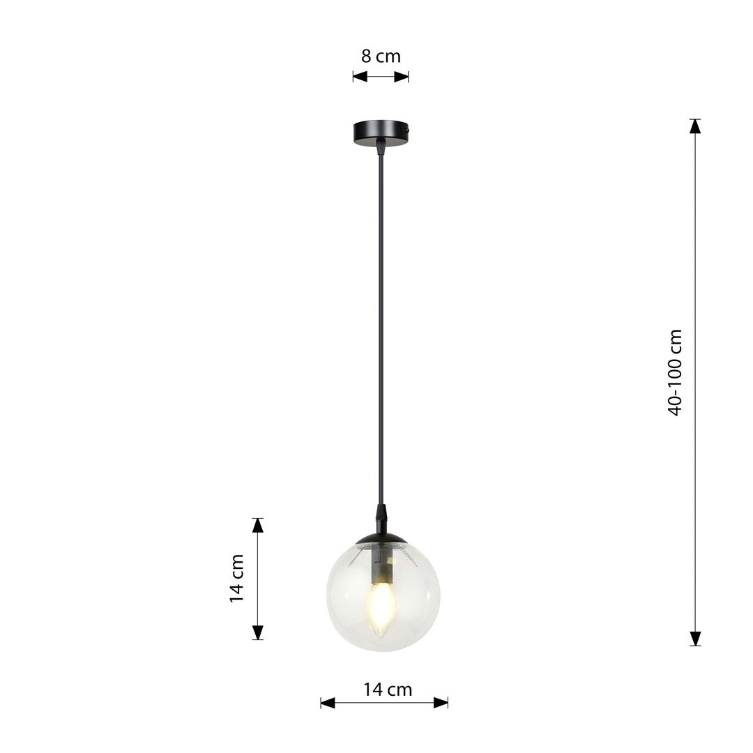 Cosmo 1 pendant light black/clear