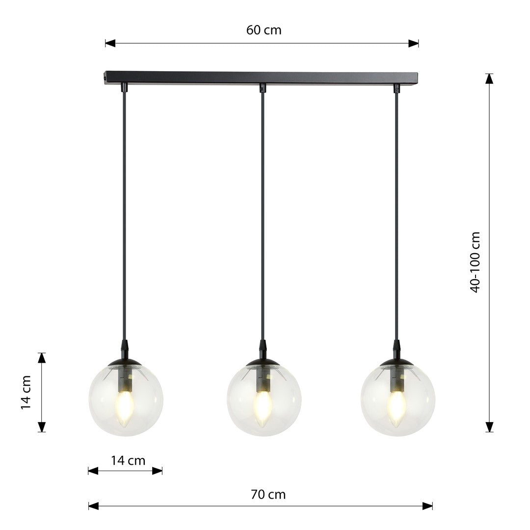 Cosmo 3 pendant light clear