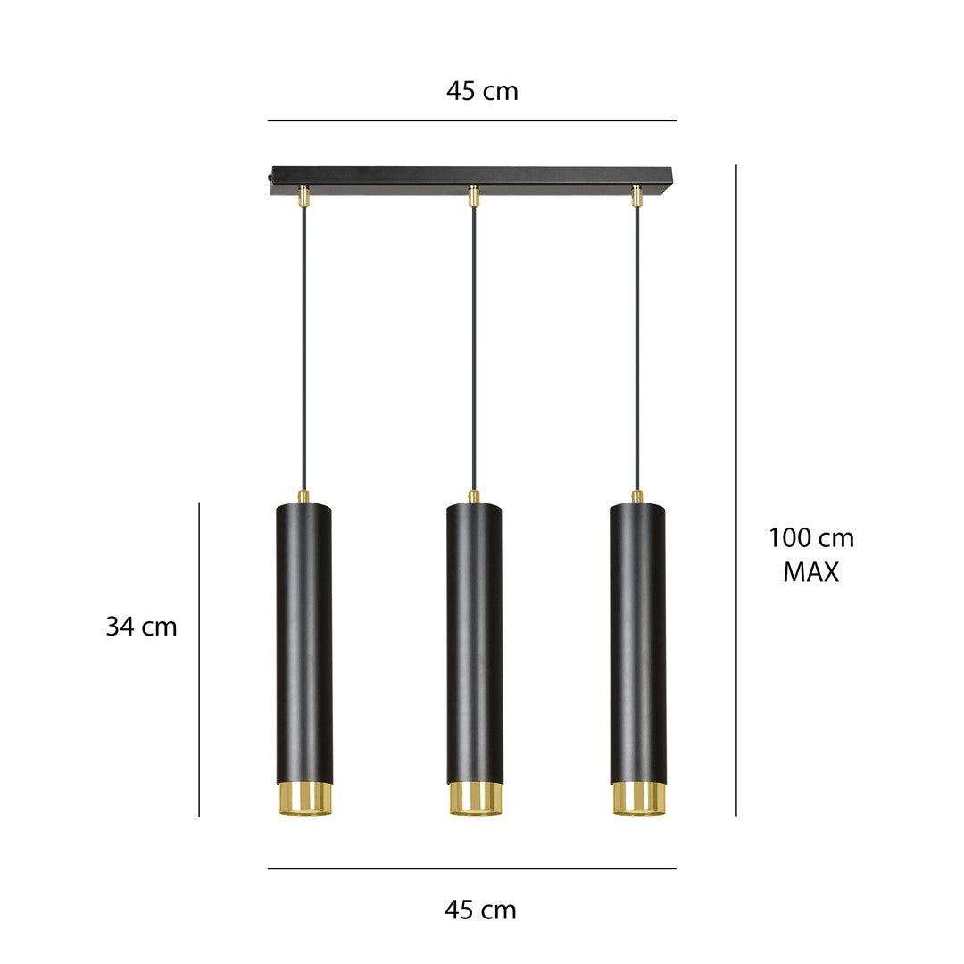 Kibo 3 pendant light blue/gold
