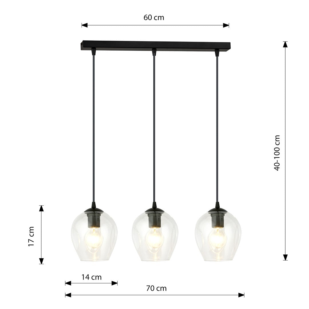 Istar 3 pendant light black/clear