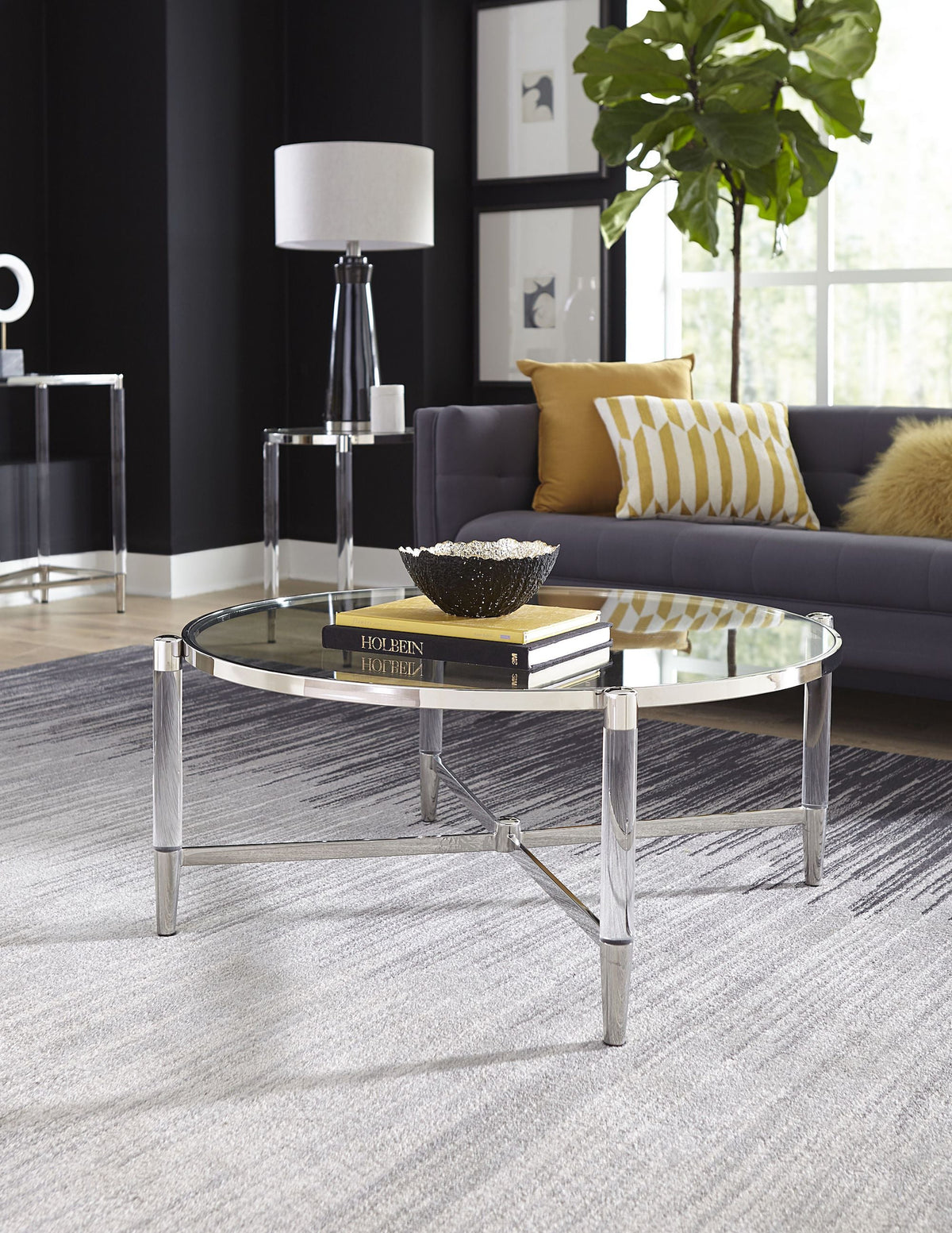 Marilyn Coffee Table in Glass, Acrylic and Polished Stainless Steel
