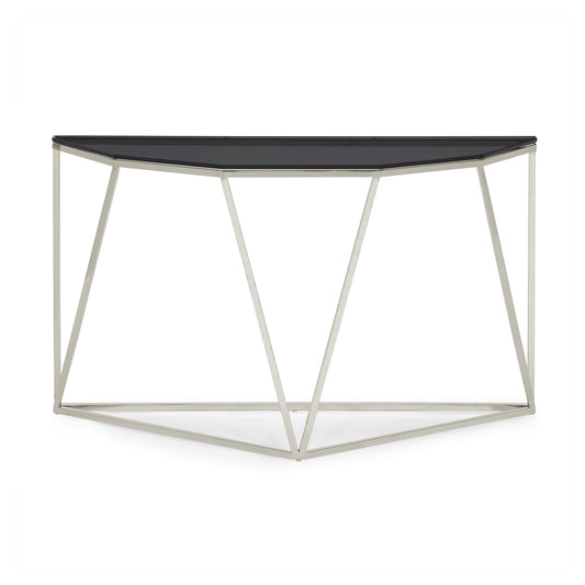 Aria Console Table in Smoked Glass and Polished Stainless Steel