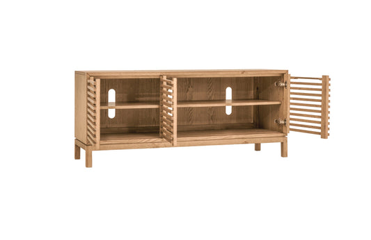 Tanner Three-Door Media Console in Flaxen