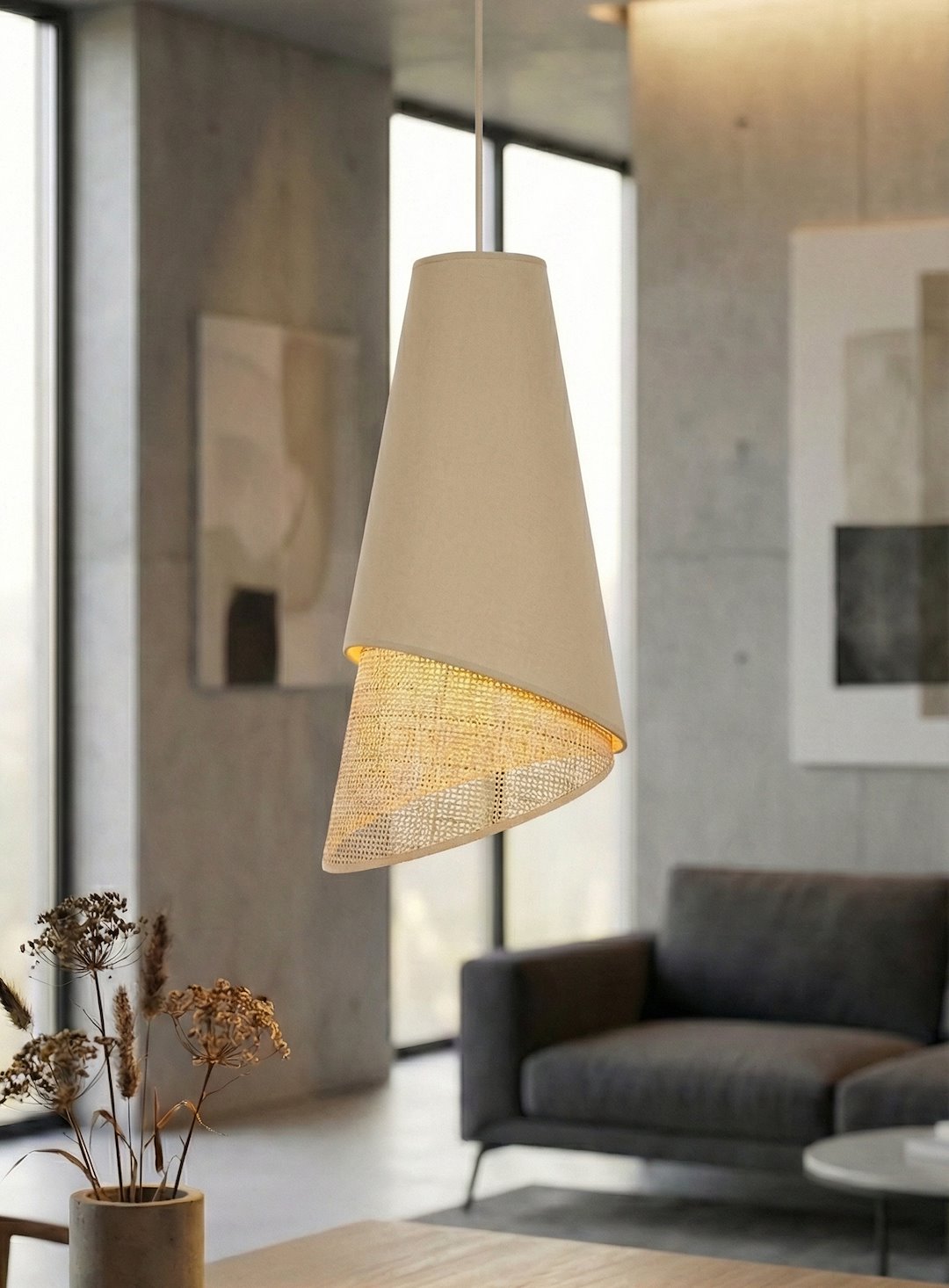 Moda 1 pendant light mocha/rattan