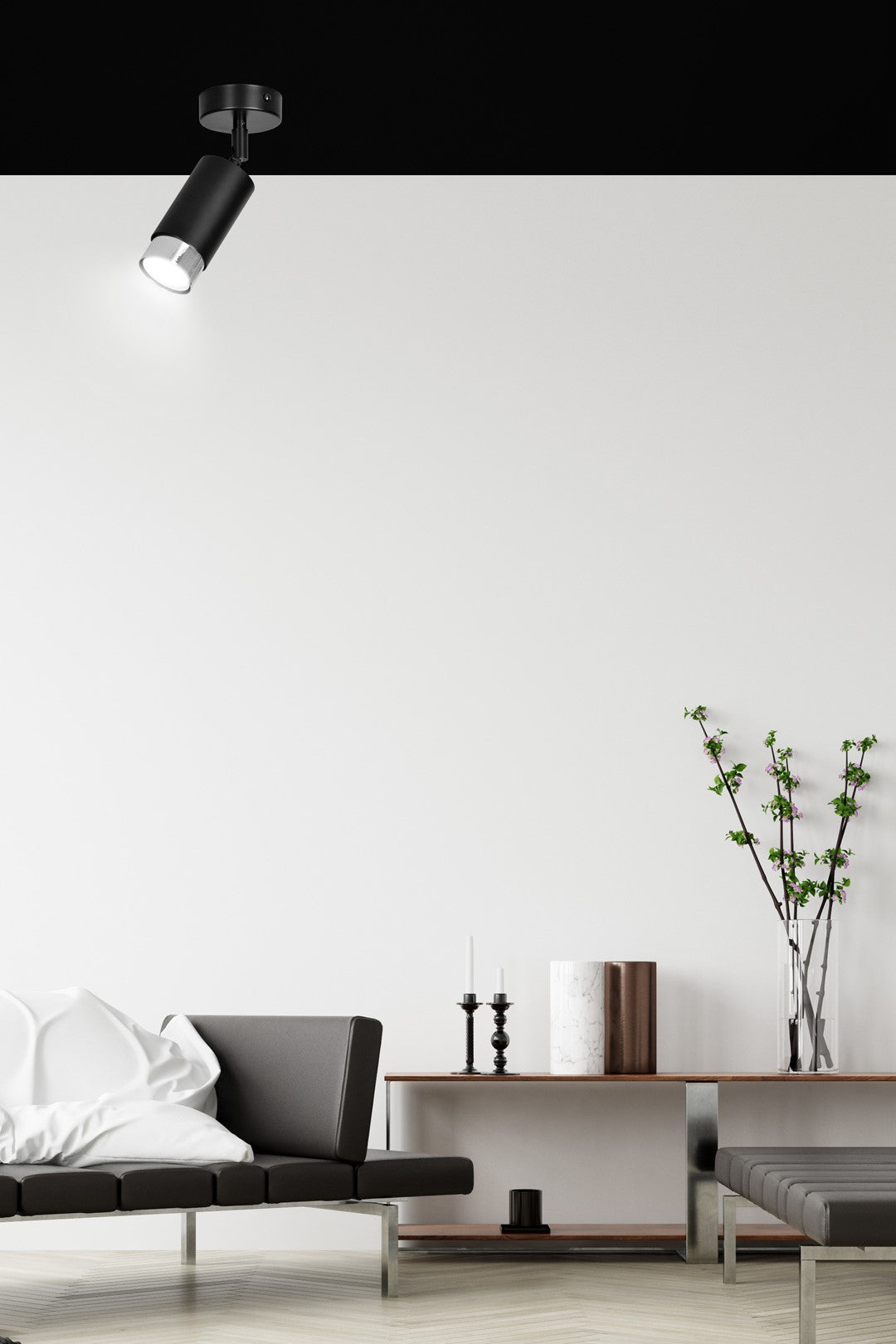 Hiro 1 ceiling spotlight black/chrome