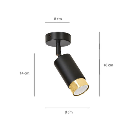 Hiro 1 ceiling spotlight black/gold