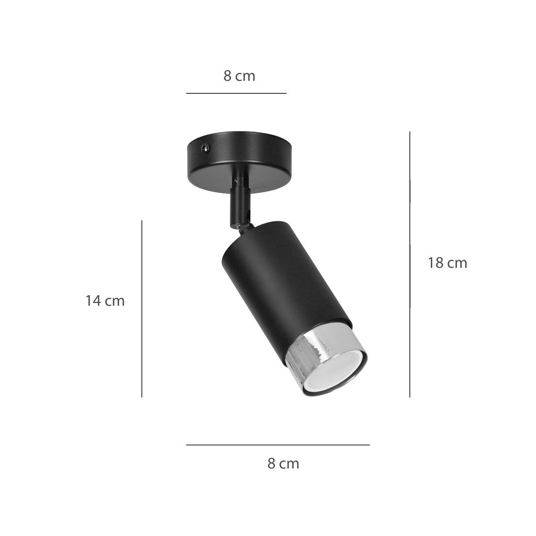 Hiro 1 ceiling spotlight black/chrome