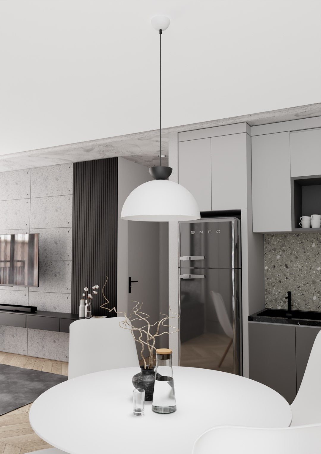 Lunaro 1L pendant light white/black