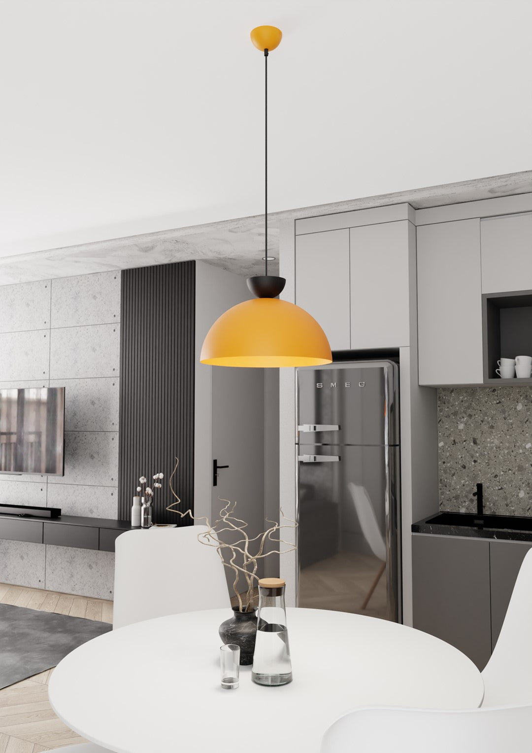 Lunaro 1L pendant light black/orange