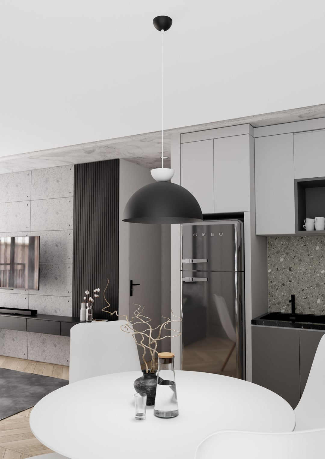 Lunaro 1L pendant light black/white