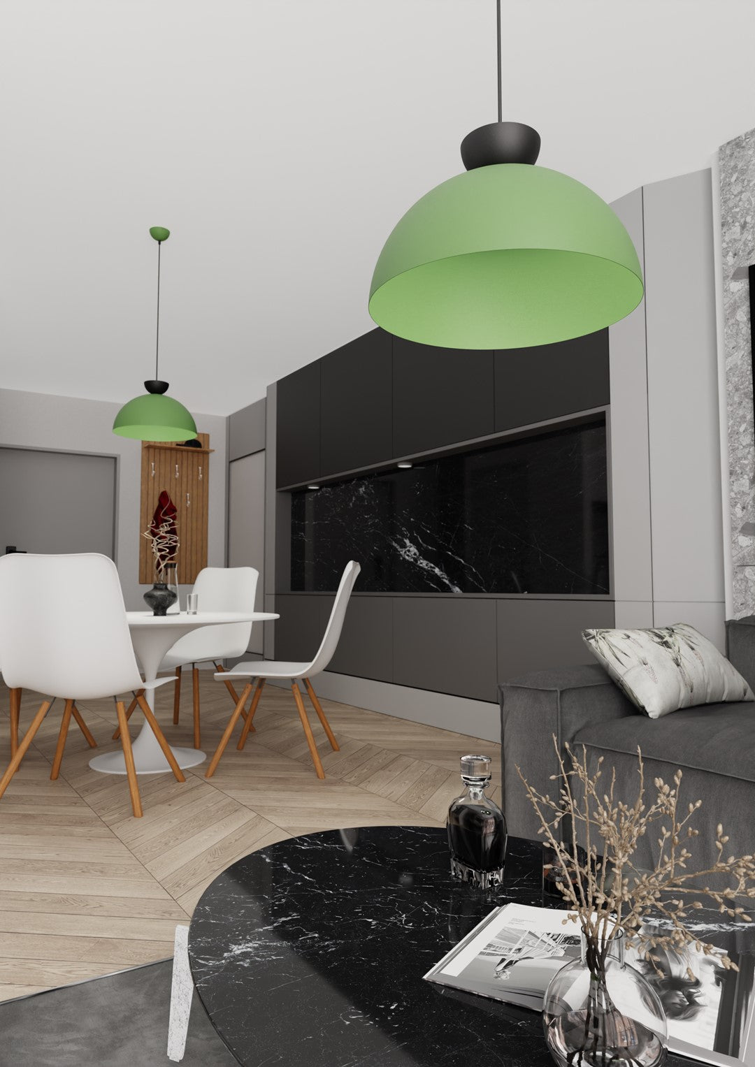 Lunaro 1L pendant light black/green