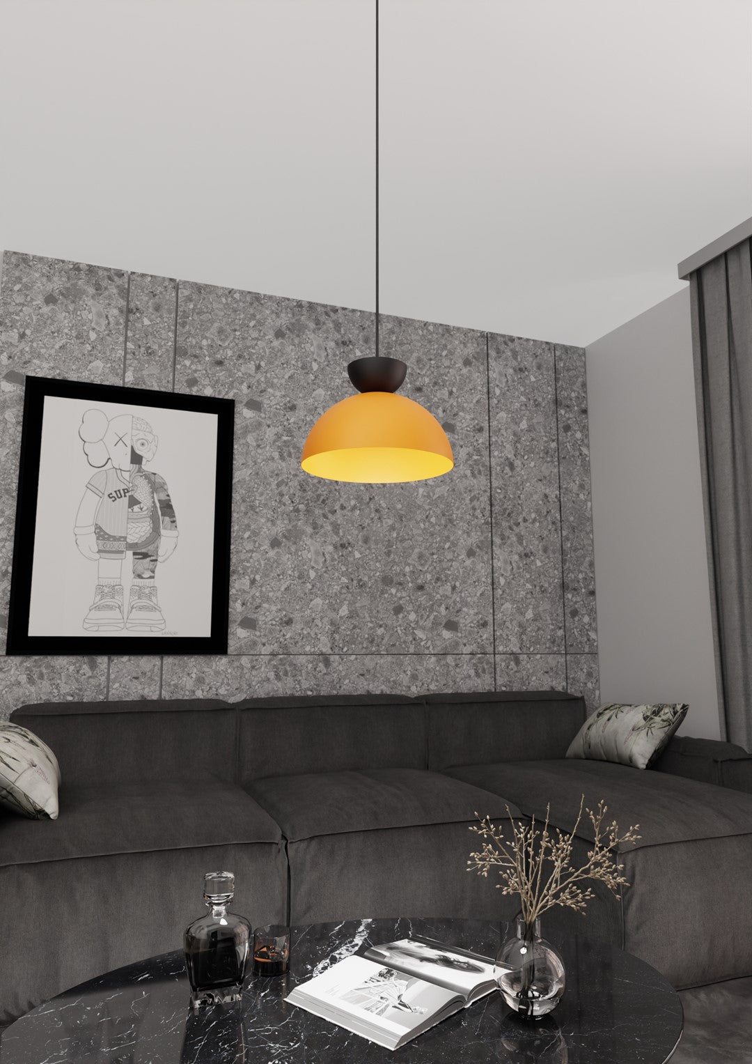 Lunaro 1S pendant light black/orange