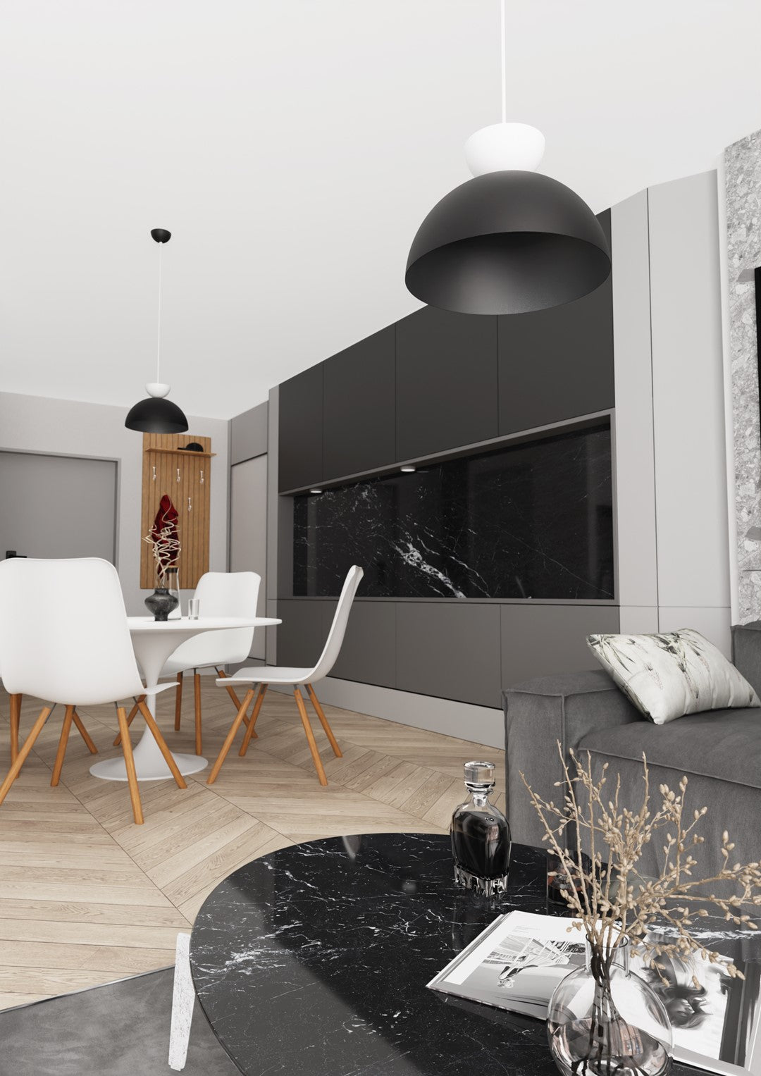 Lunaro 1S pendant light black/white
