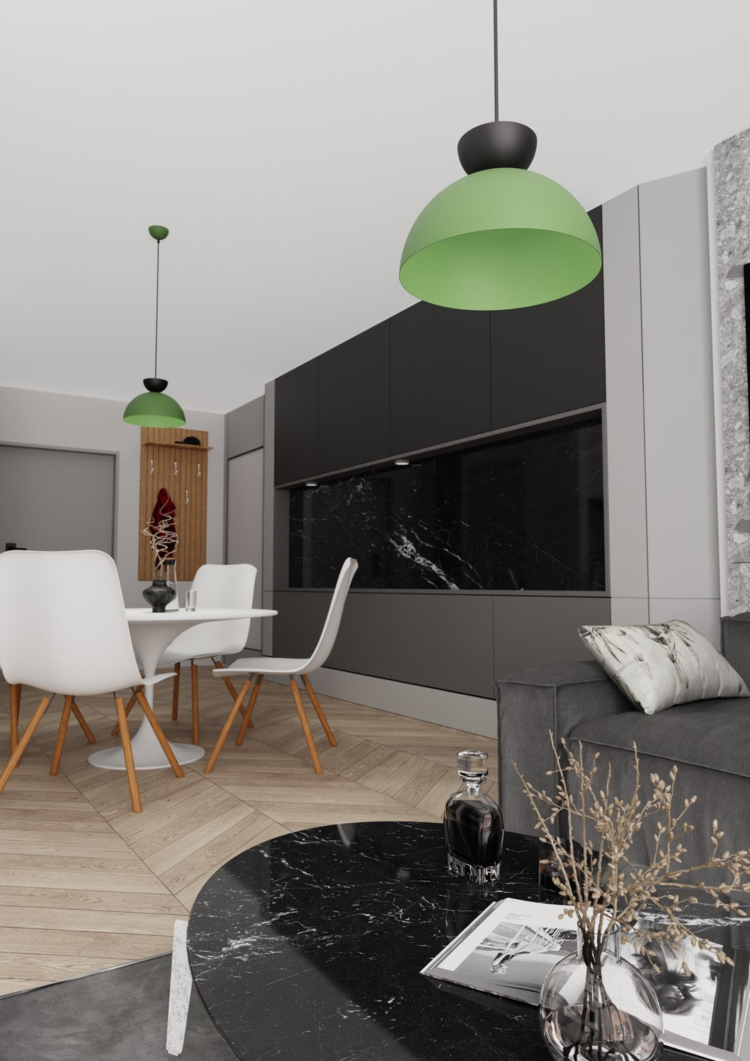 Lunaro 1S pendant light black/green
