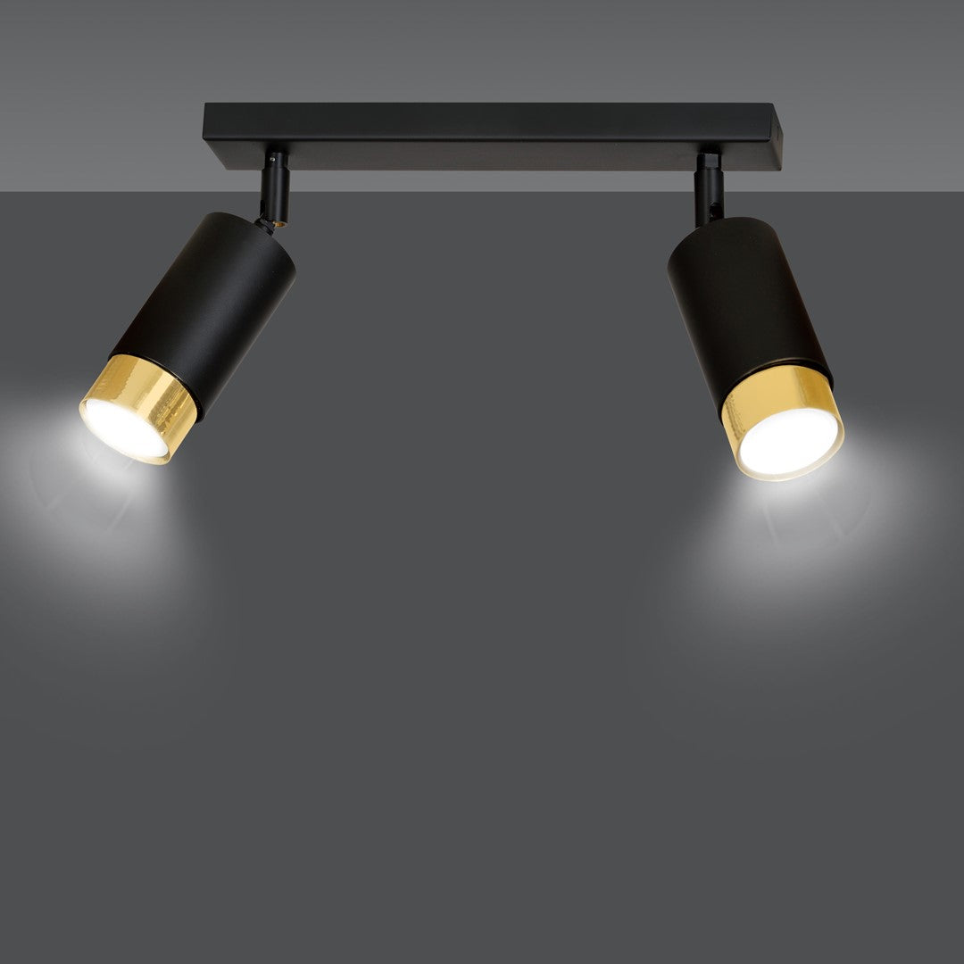 Hiro 2 ceiling spotlight black/gold