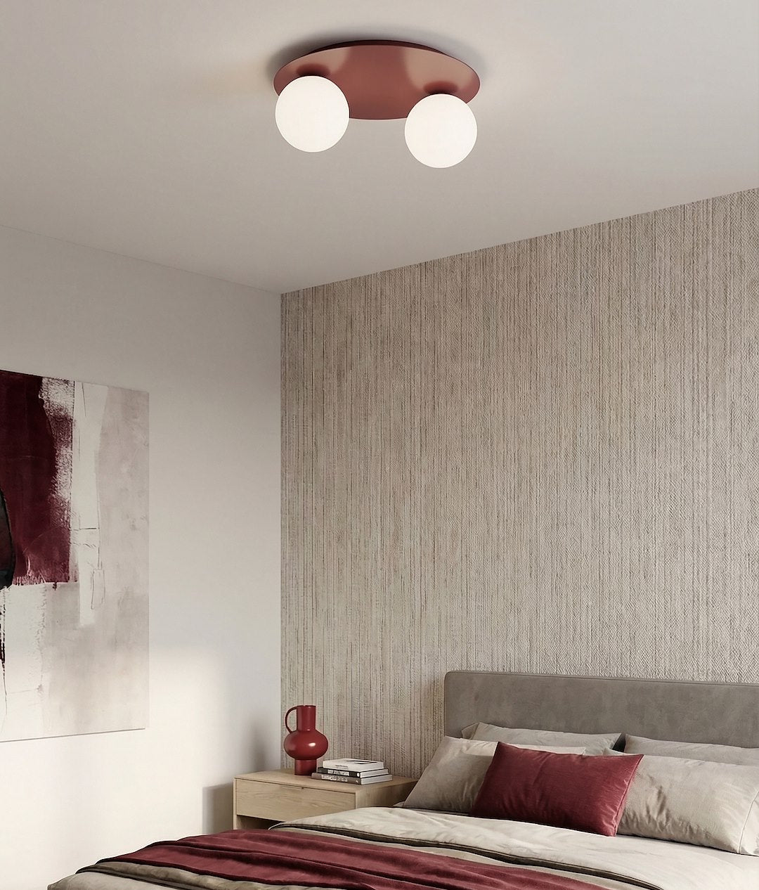 Solar 2 ceiling lamp burgundy/opal