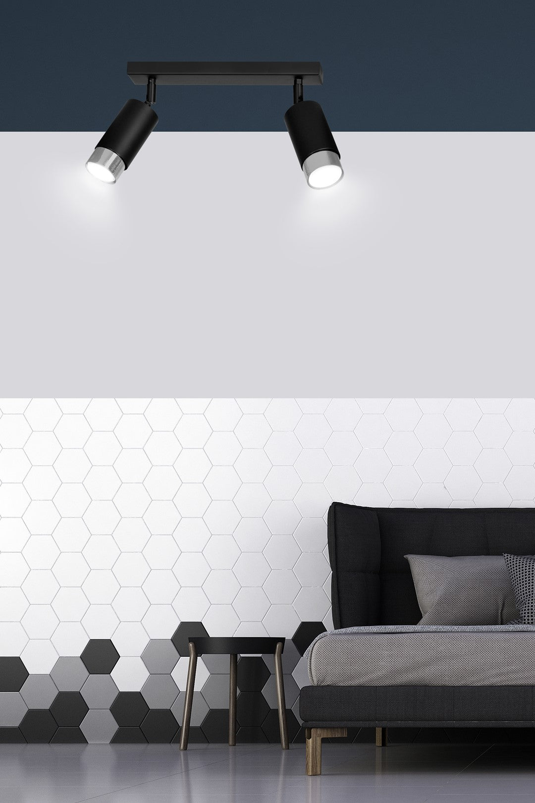 Hiro 2 ceiling spotlight black/chrome
