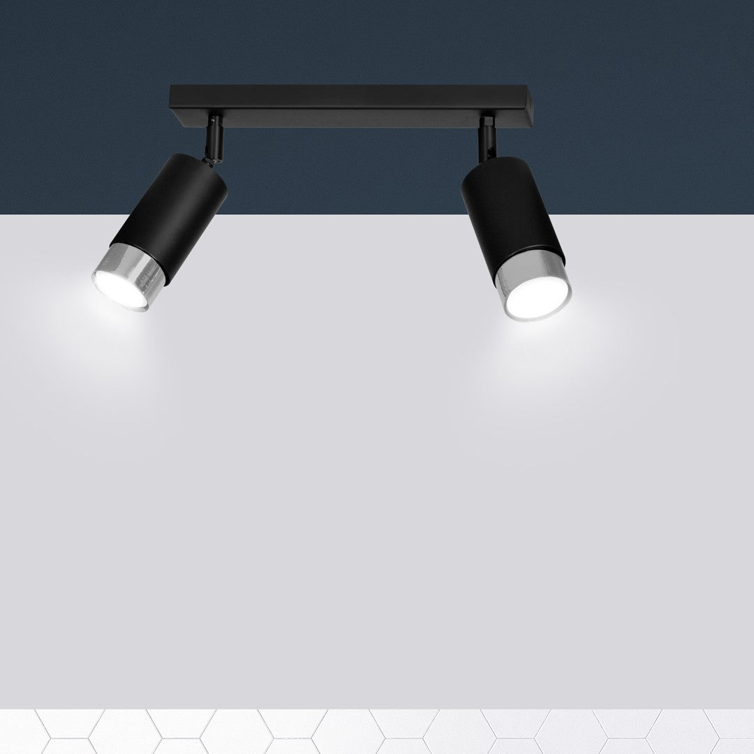 Hiro 2 ceiling spotlight black/chrome