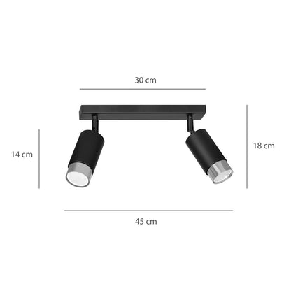 Hiro 2 ceiling spotlight black/chrome