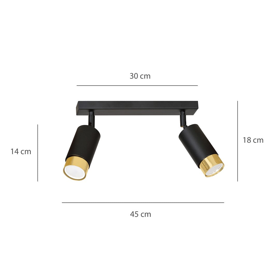 Hiro 2 ceiling spotlight black/gold