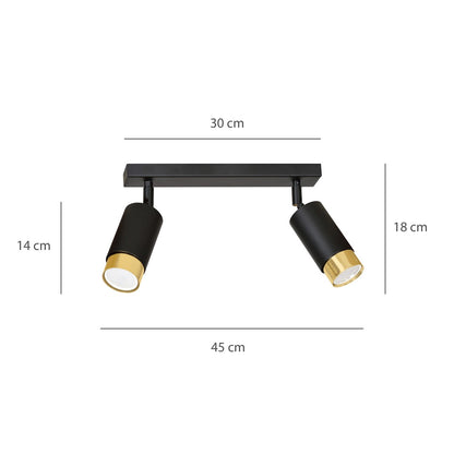 Hiro 2 ceiling spotlight black/gold