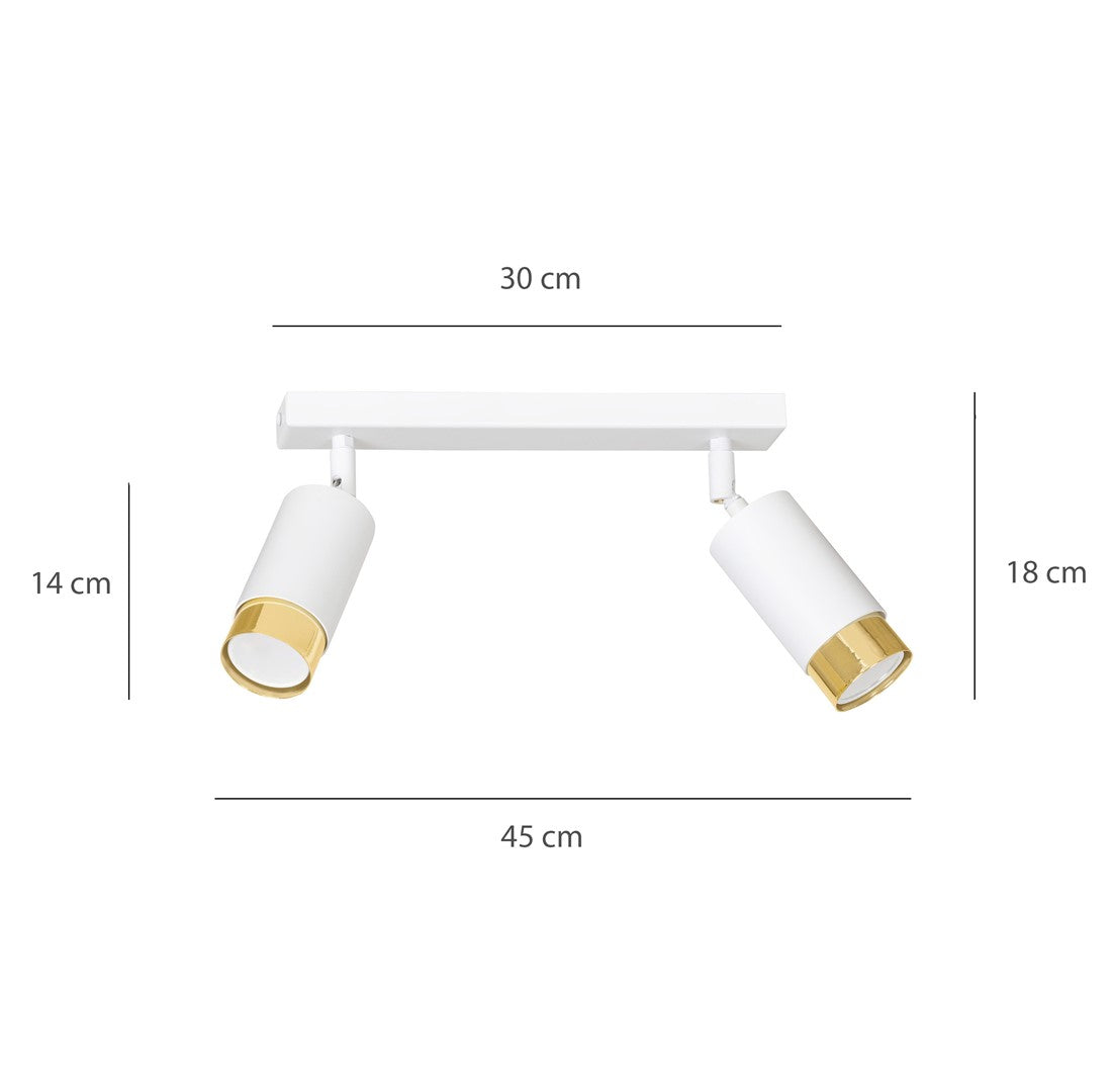 Hiro 2 ceiling spotlight white/gold