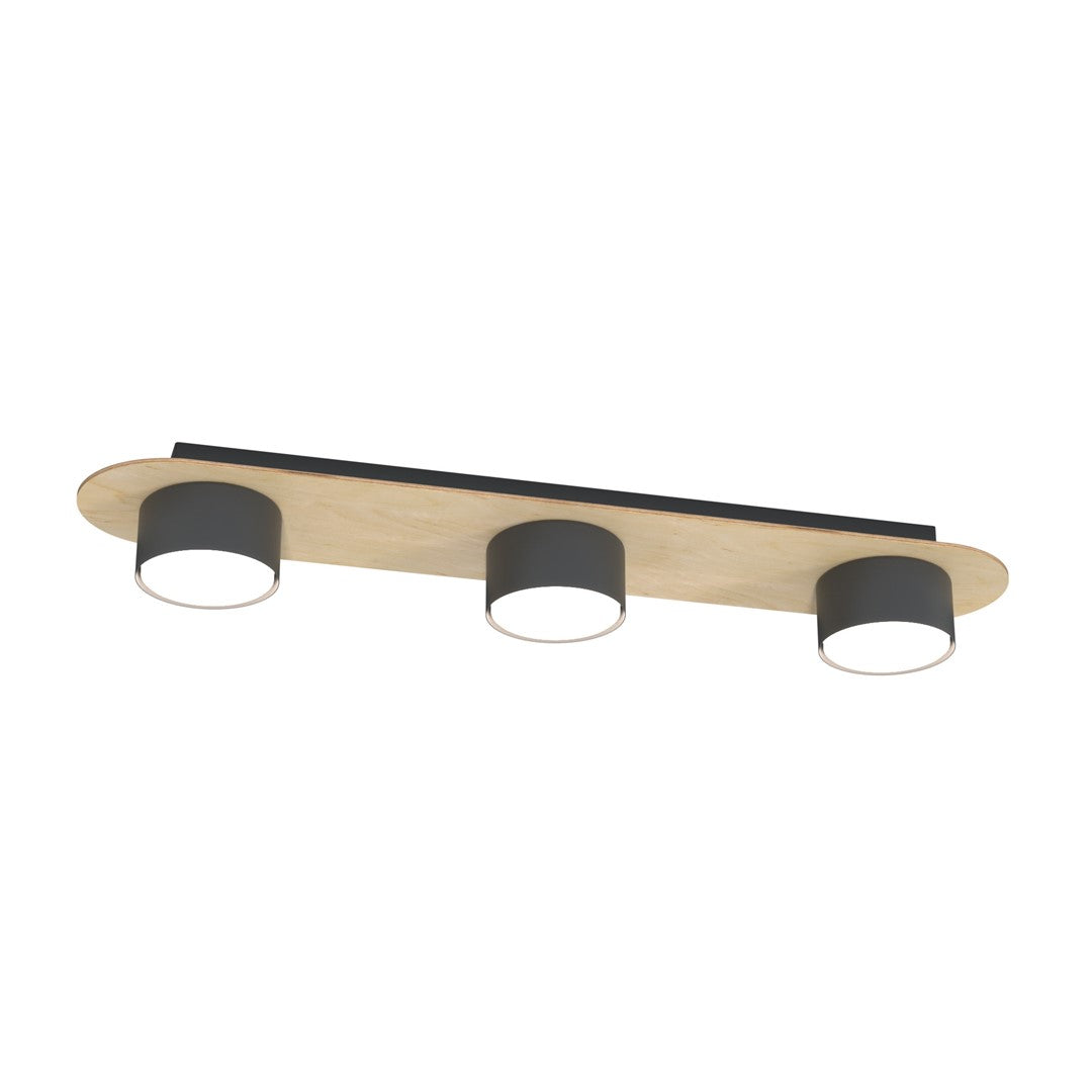 Diaz 3 ceiling lamp black/wood