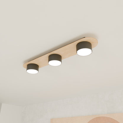 Diaz 3 ceiling lamp black/wood