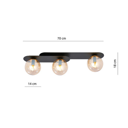 Plaza 3 ceiling lamp black/amber