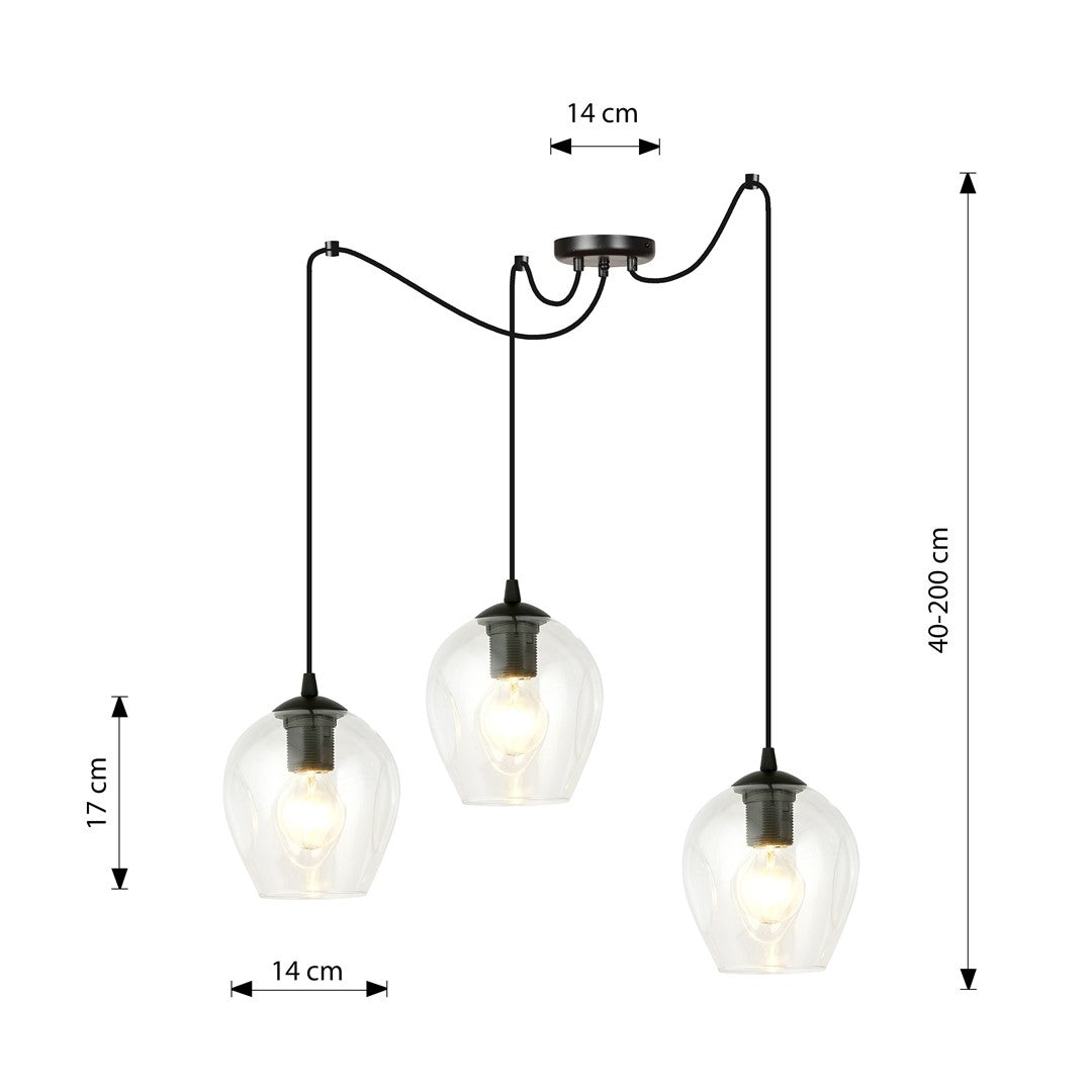 Level 3 pendant light black/clear