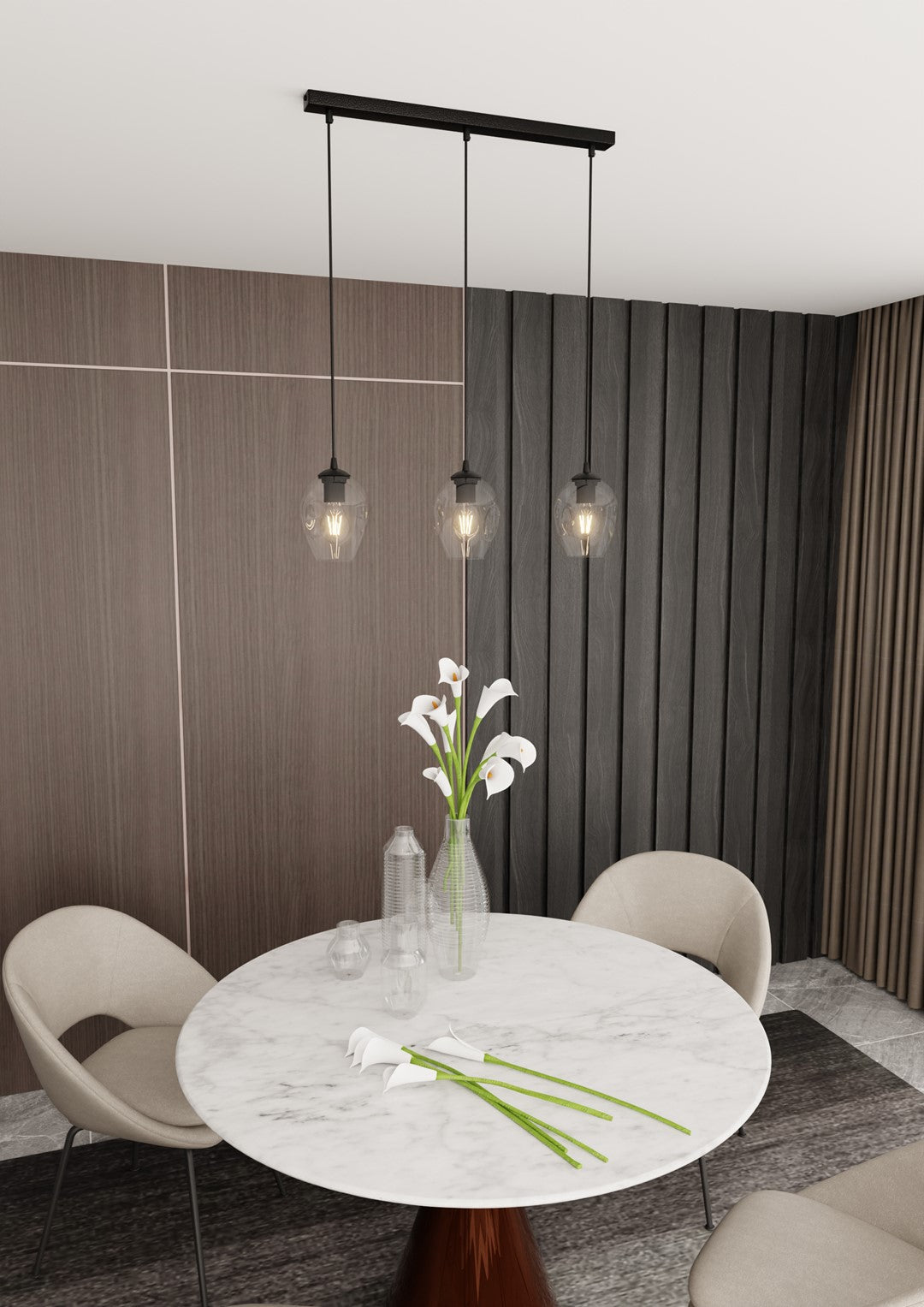 Istar 3 pendant light black/clear