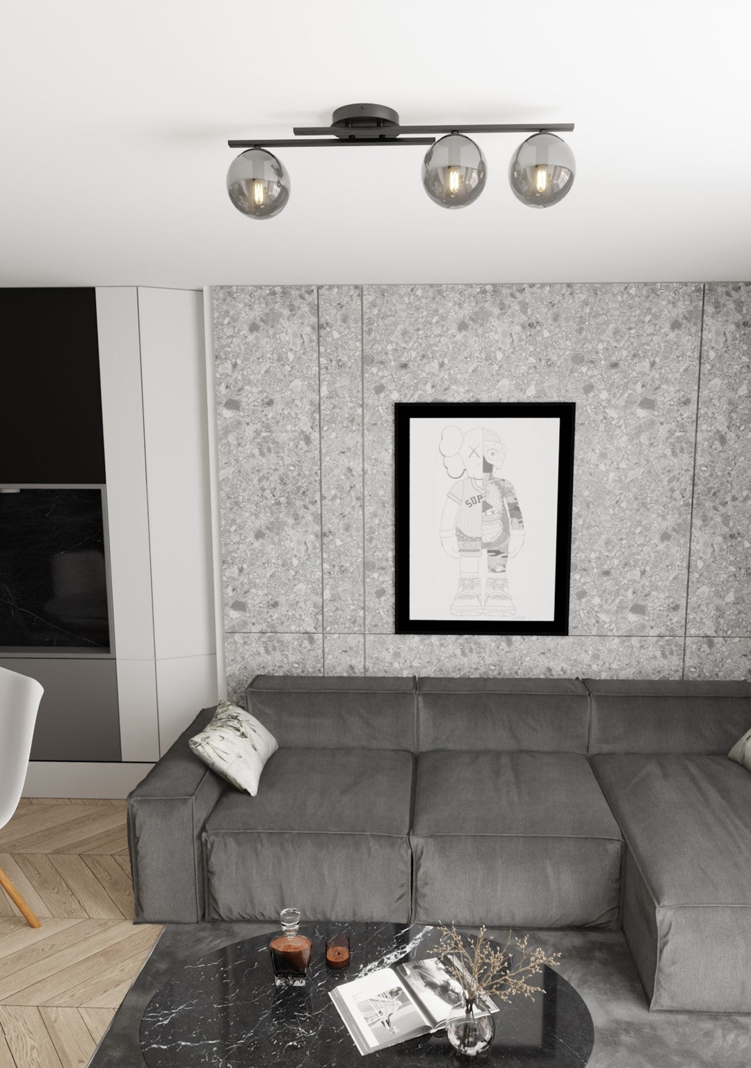 Kairo 3 ceiling lamp black/graphite