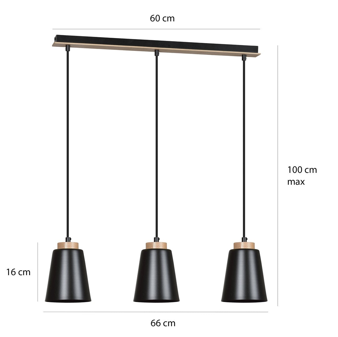 Bolero 3 pendant light black