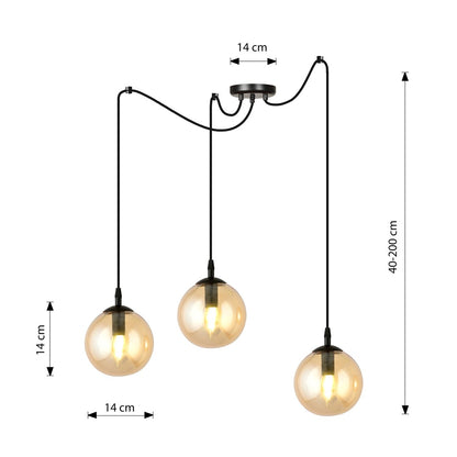 Gigi 3 pendant light amber