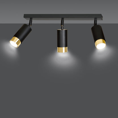 Hiro 3 ceiling spotlight black/gold