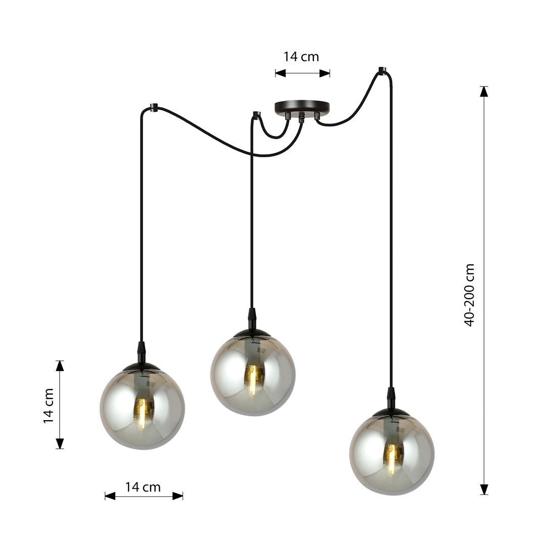 Gigi 3 pendant light graphite