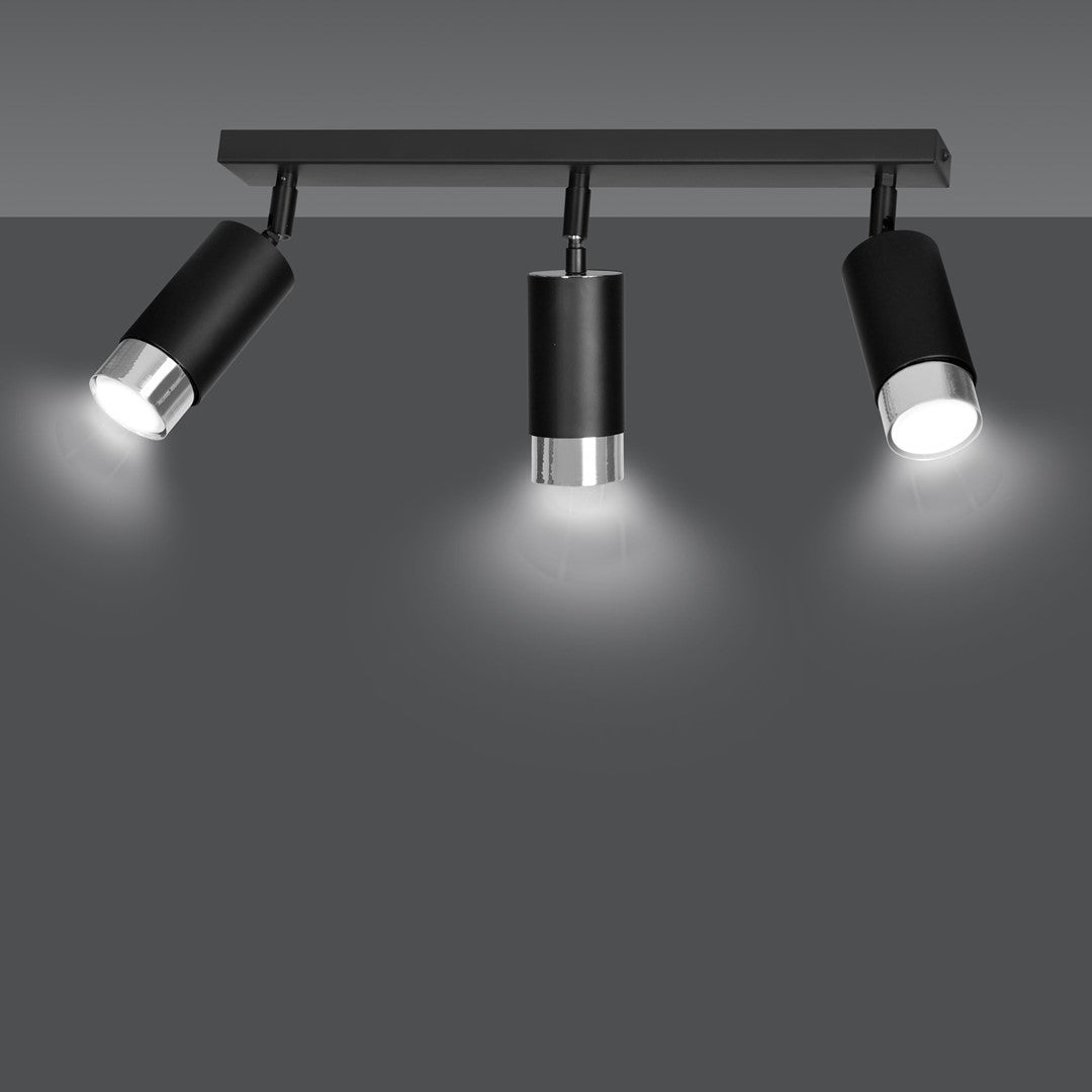 Hiro 3 ceiling spotlight black/chrome