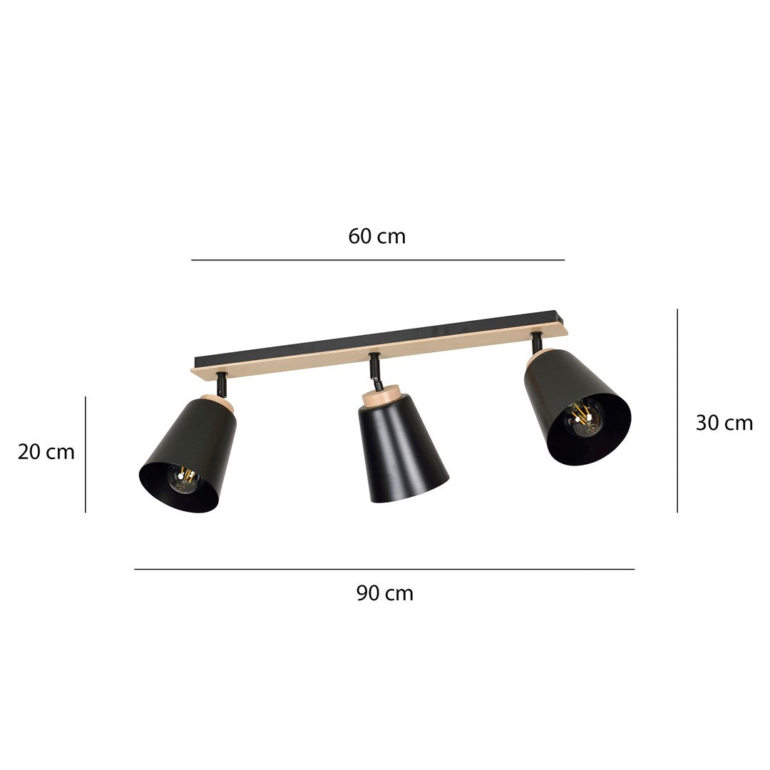 Atlas 3 ceiling spotlight black