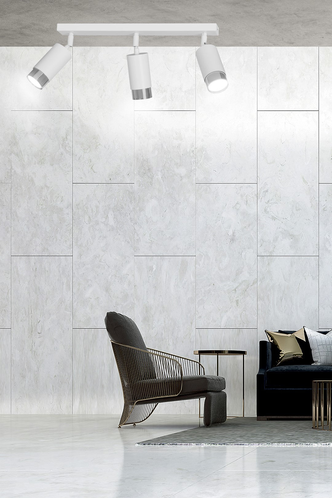 Hiro 3 ceiling spotlight white/chrome