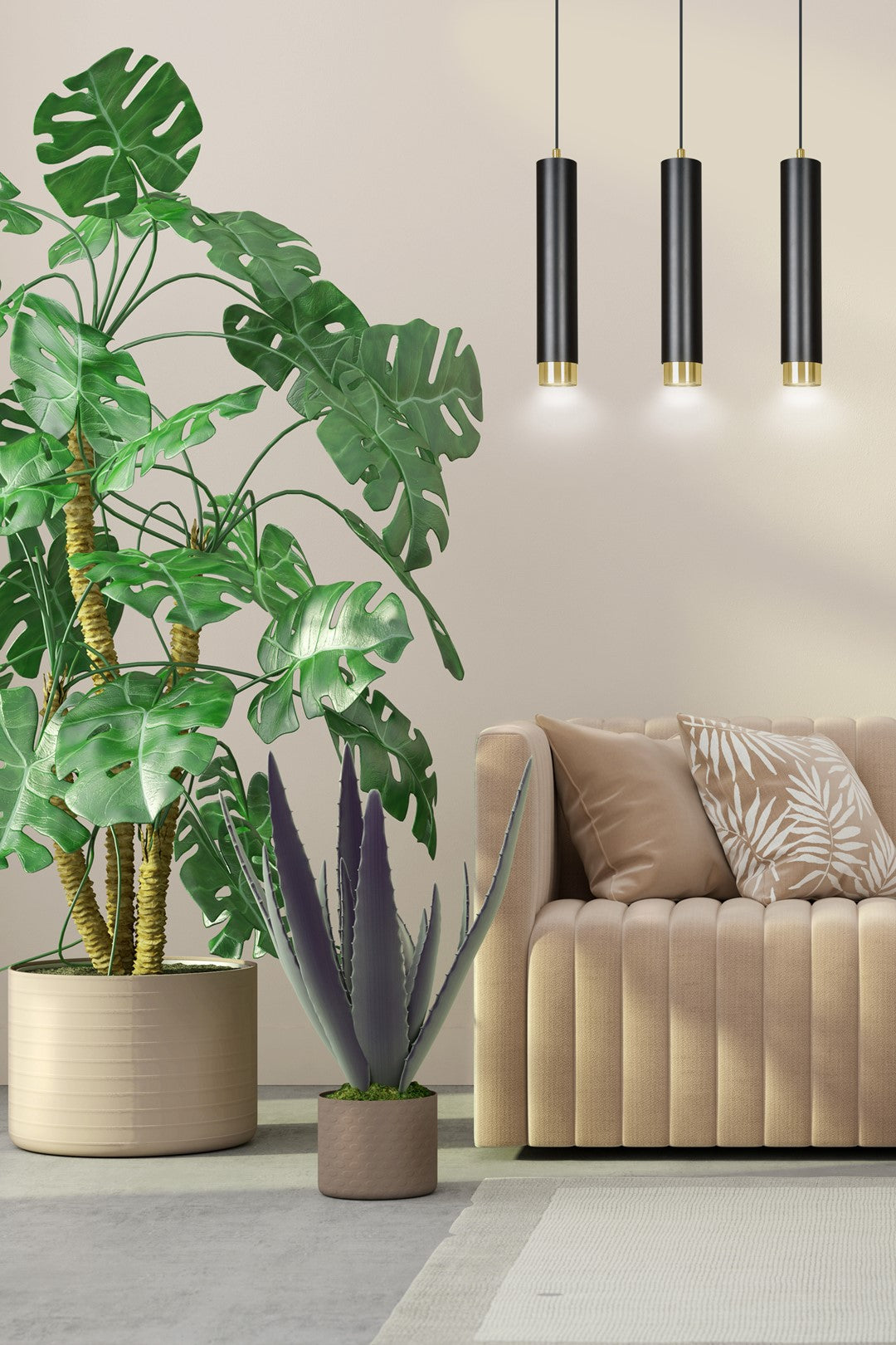 Kibo 3 pendant light blue/gold