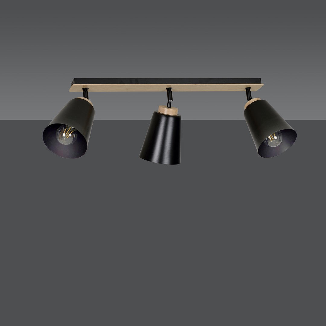 Atlas 3 ceiling spotlight black