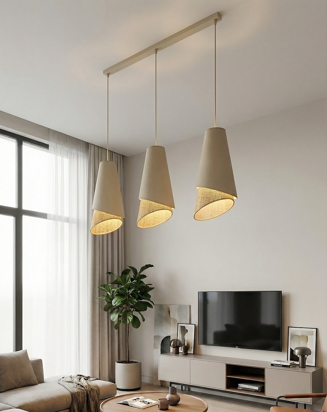 Moda 3 pendant lamp black/rattan