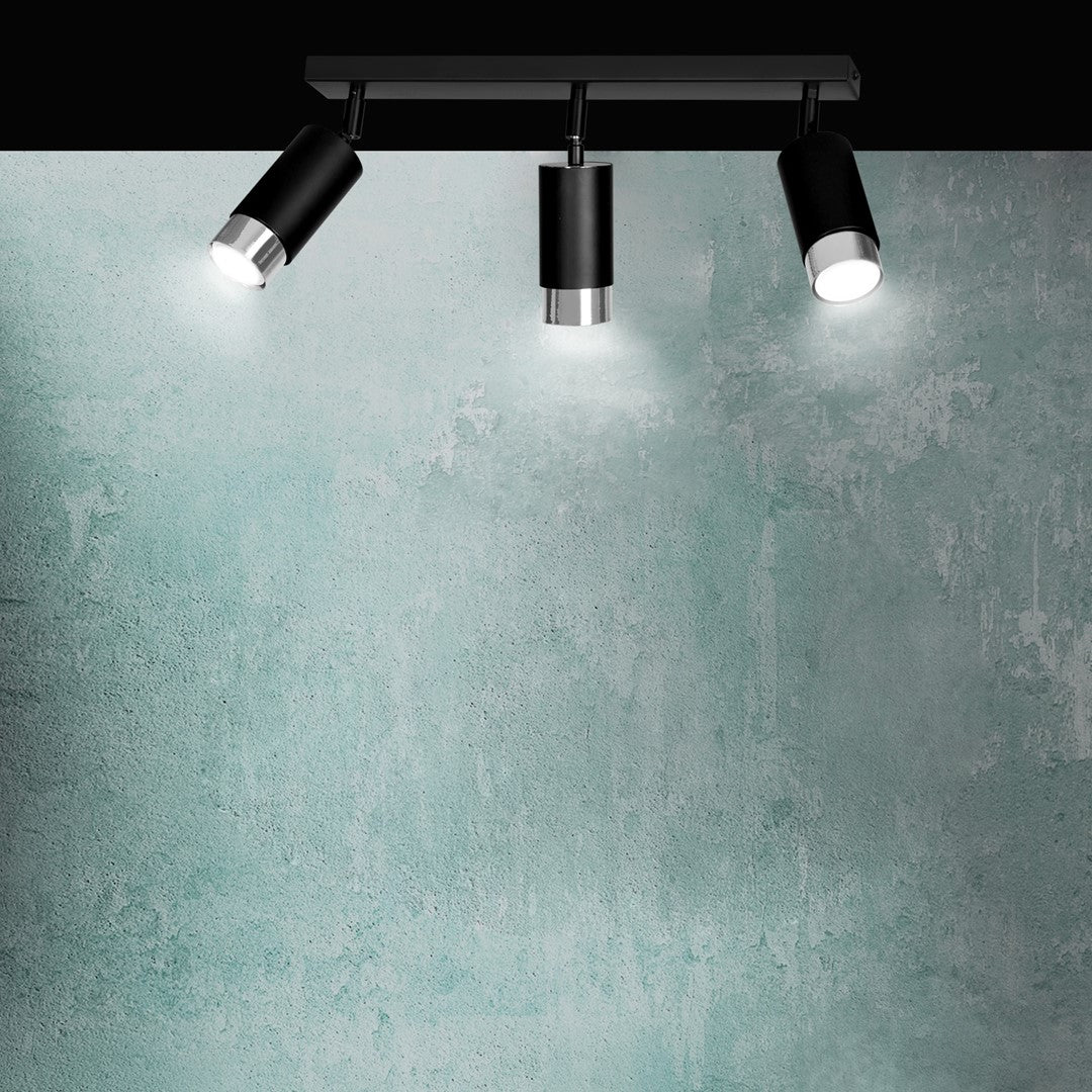 Hiro 3 ceiling spotlight black/chrome