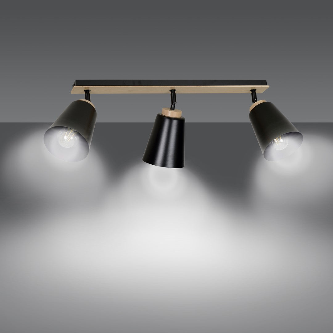 Atlas 3 ceiling spotlight black
