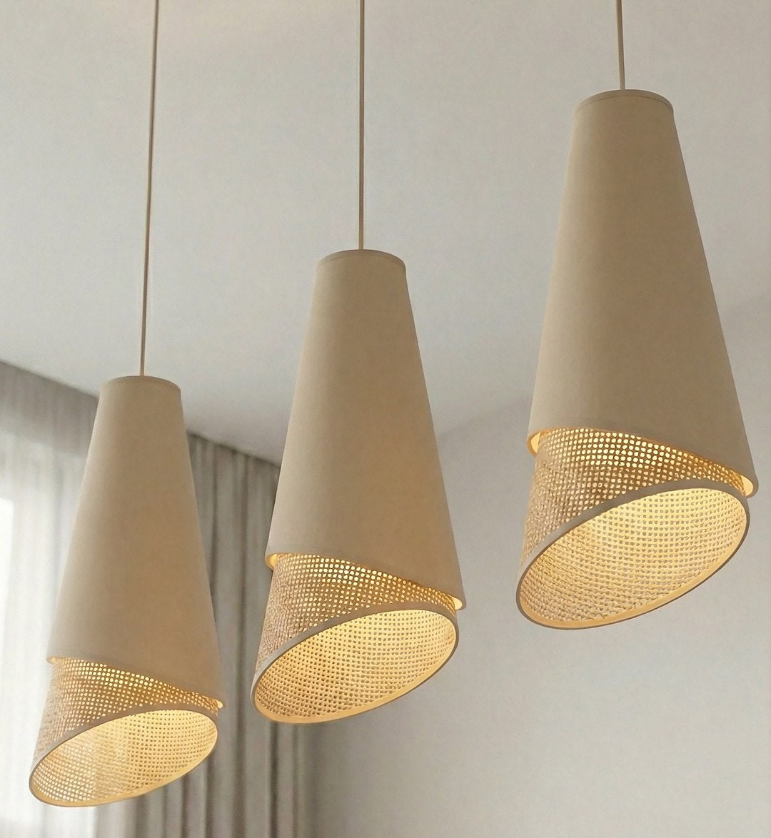 Moda 3 pendant lamp black/rattan
