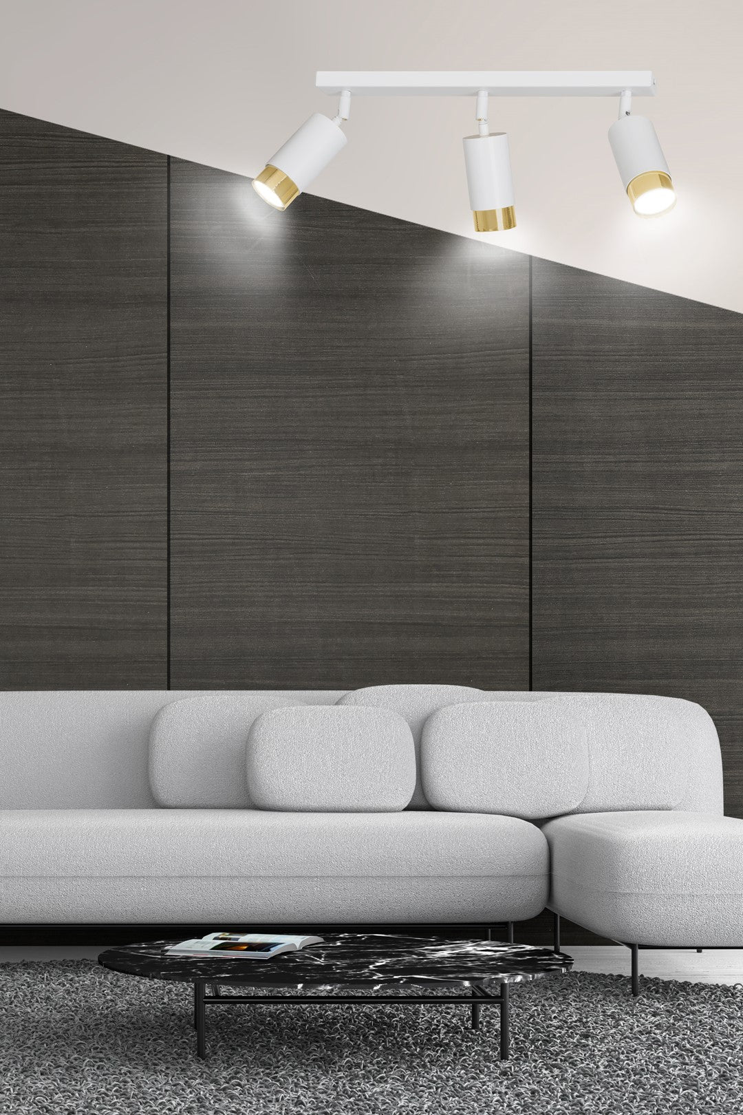 Hiro 3 ceiling spotlight white/gold