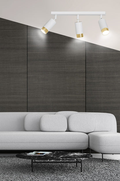 Hiro 3 ceiling spotlight white/gold