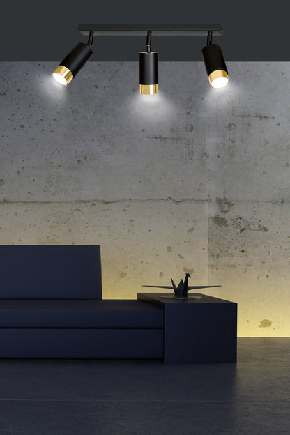 Hiro 3 ceiling spotlight black/gold
