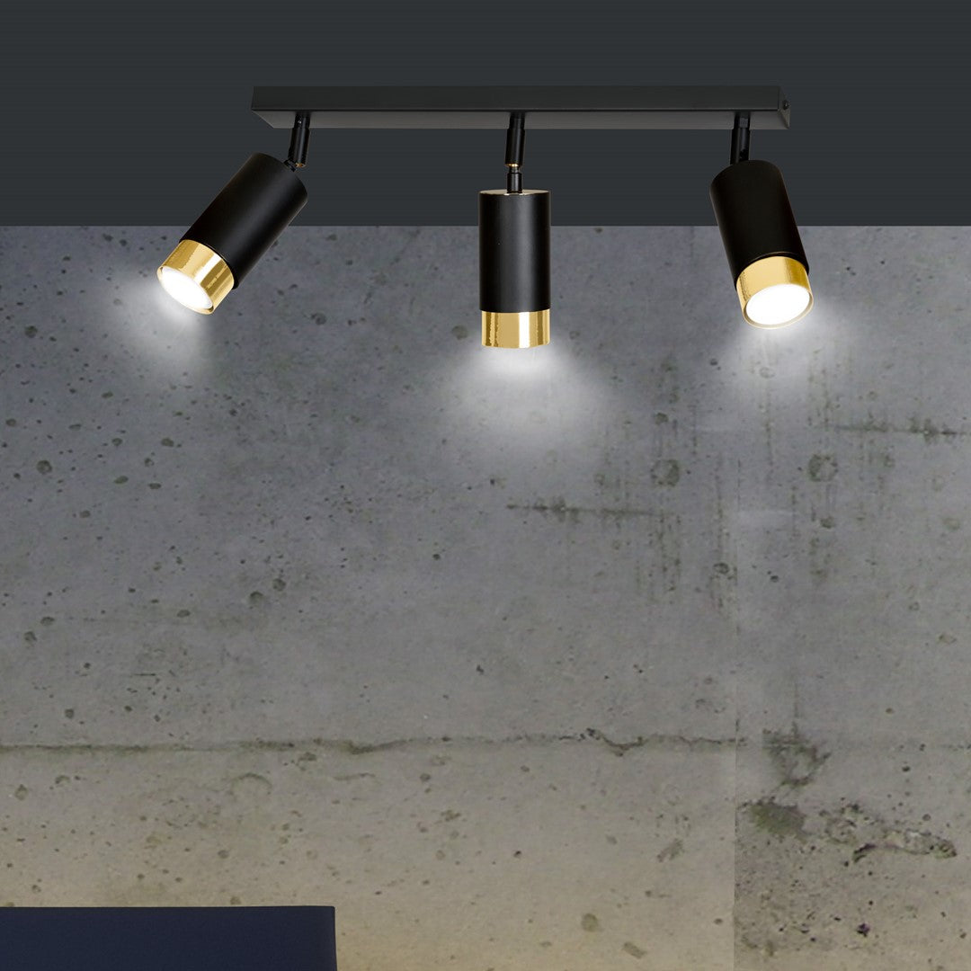 Hiro 3 ceiling spotlight black/gold