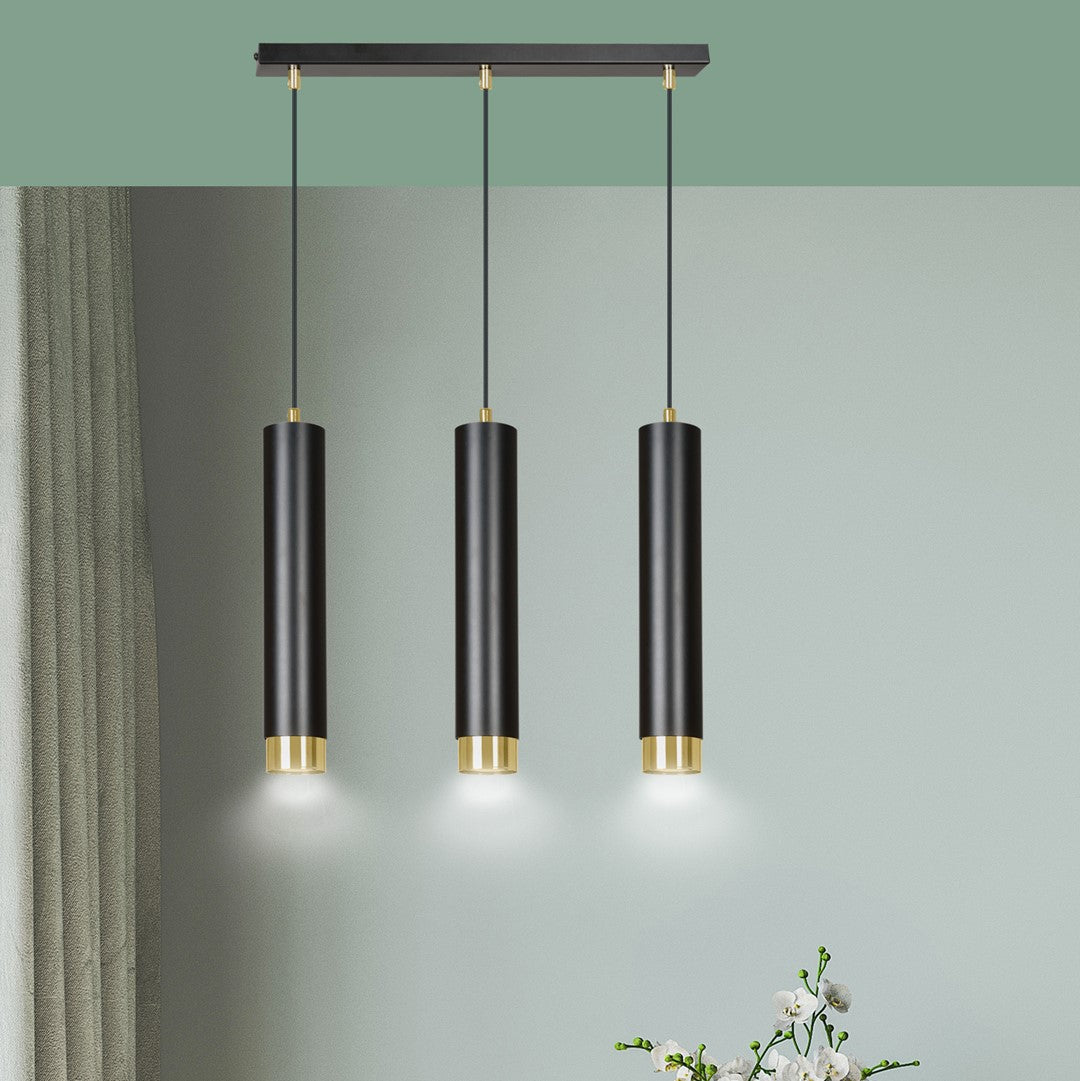 Kibo 3 pendant light blue/gold